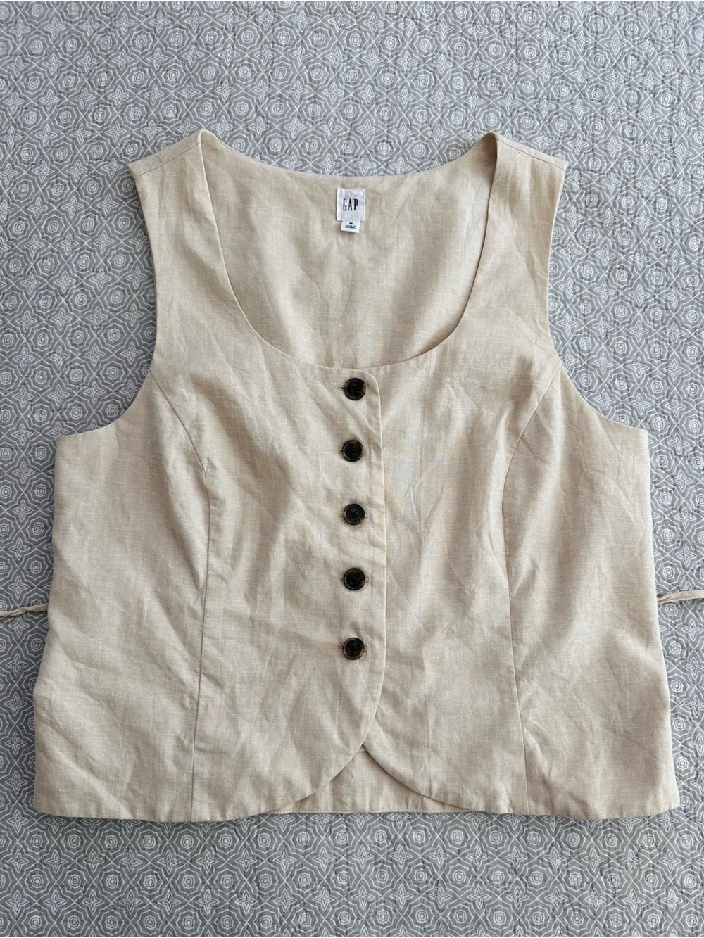 GAP Linen Blend Scoop Neck Vest Flax Linen Cotton Size M - Picture 6 of 10